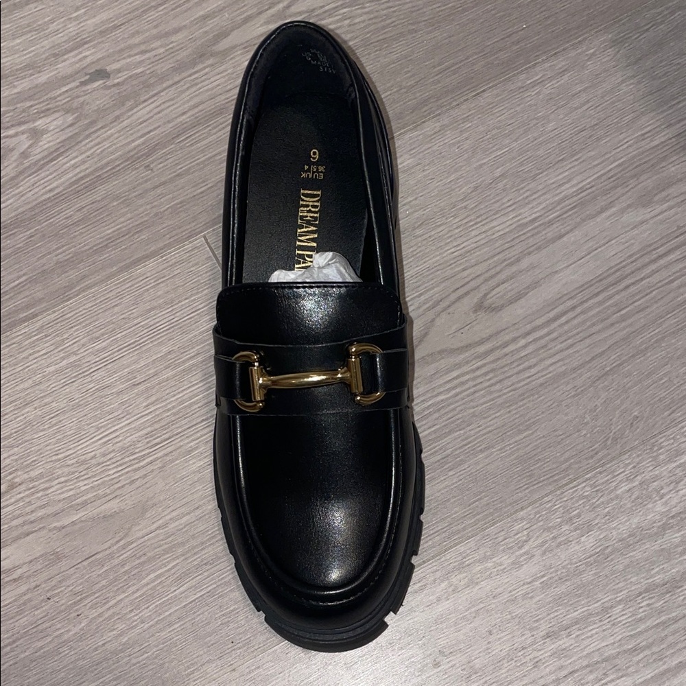Dream Pairs Black Mules with Gold Accent
